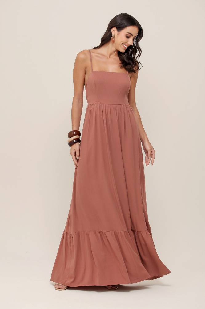 9036900  - Vestido Longo Decote Costas MARROM