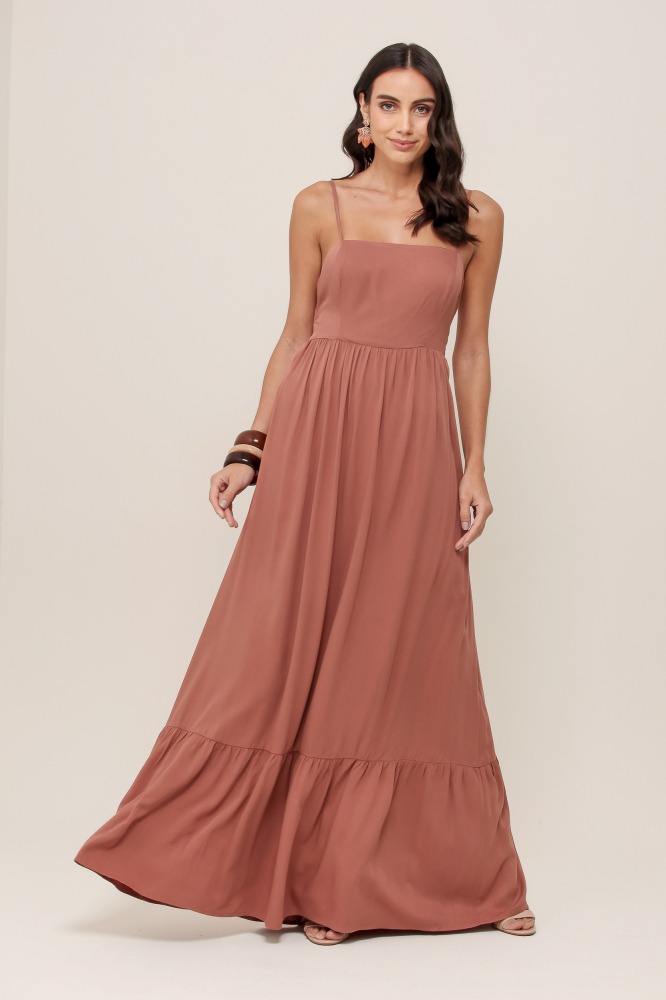 9036900  - Vestido Longo Decote Costas MARROM