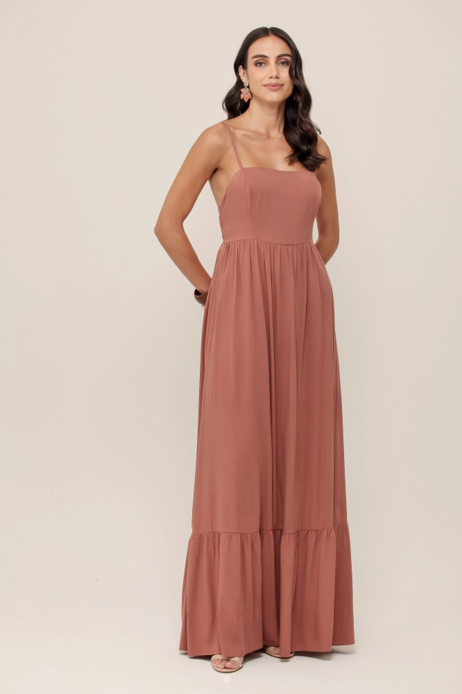 9036900  - Vestido Longo Decote Costas MARROM