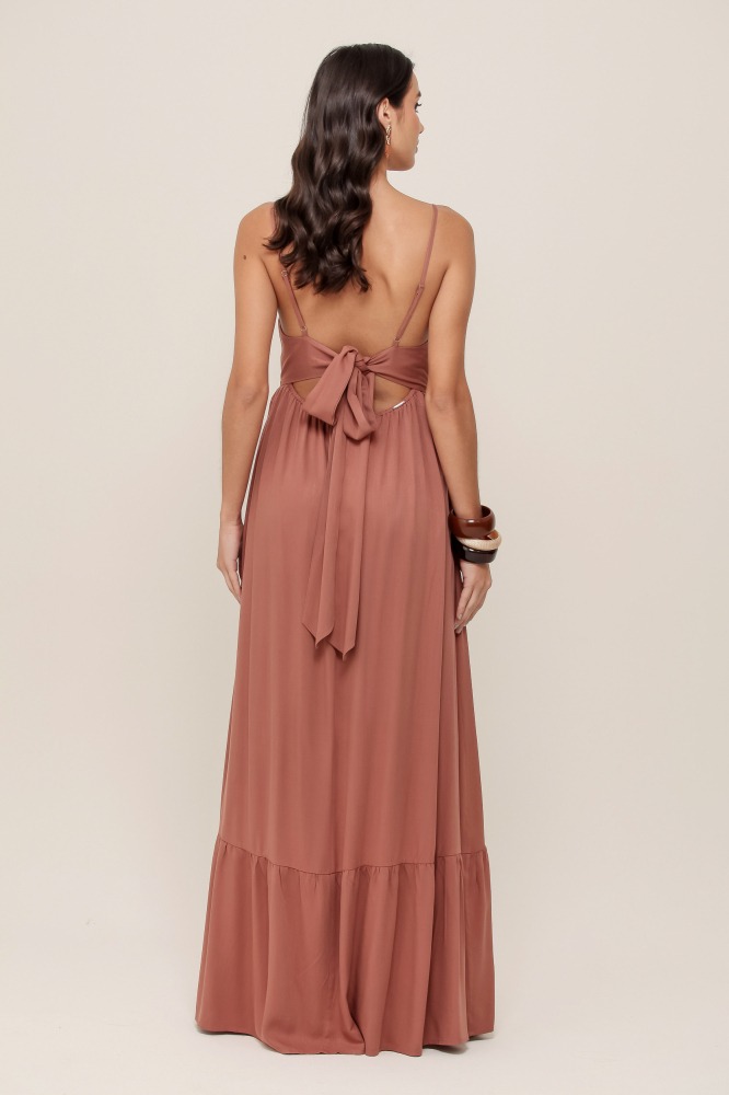 9036900  - Vestido Longo Decote Costas MARROM