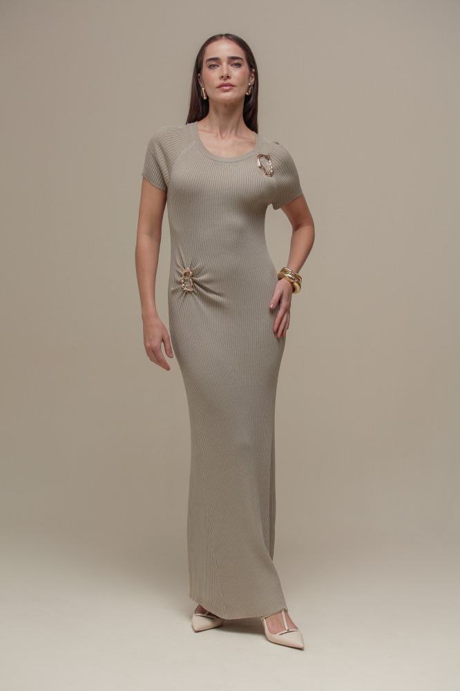 9036658 - Vestido Tricô Longo Fivela  FENDI